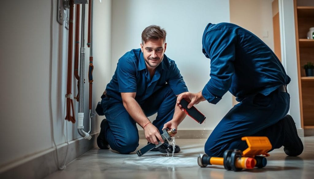 Emergency residential plumbing service technician responding to a water leak in Seabrook, TX