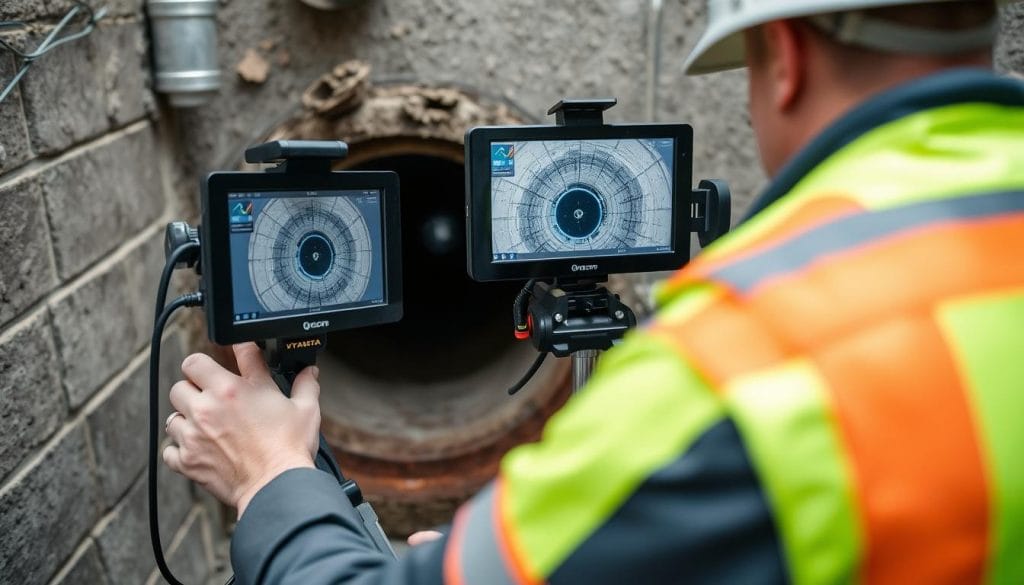 Commercial sewer line inspection using advanced camera technology